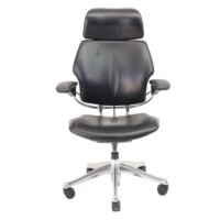 Refurbished Humanscale highback executive Freedom black leather task chair